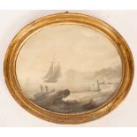 Nicholas Pocock (1740-1821)/Armed Naval Cutter off the Coast/dated 1789/with presentation