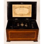 A late 19th Century mahogany cased Swiss music box,