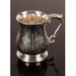 A George II silver baluster mug, Francis Spilsbury I, London 1740, with scroll handle, crested,