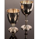 A silver goblet, VB & S, Birmingham 1908, with repair to the knopped stem, 16.