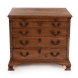 A late 18th Century style mahogany chest with brushing slide and four drawers, on ogee bracket feet,
