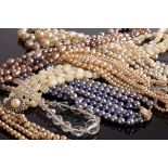 A pearl three-row necklace,