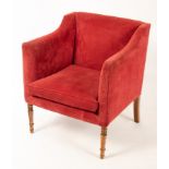 A George IV style square framed armchair on turned front legs CONDITION REPORT: