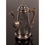 A George II silver coffee pot, John Payne, London 1751, with domed cover,
