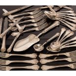 A set of French silver flatware, Thomas & Henin, Paris, comprising twelve table spoons,