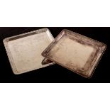 A pair of Continental white metal trays, perhaps Austro-Hungarian,