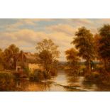 Thomas Thomas (act 1854-1896)/The Water Mill/signed/oil on canvas,
