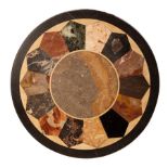 A 19th Century specimen marble table top, with repeating hexagonal design and a black surround,