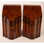 A pair of George III mahogany knife boxes converted for stationery,