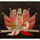 A Royal Navy Coat of Arms in primitive needlework, 20th Century,