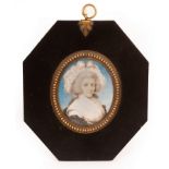 English School, circa 1780/Portrait Miniature of Mrs Abbott/wearing a black shawl,