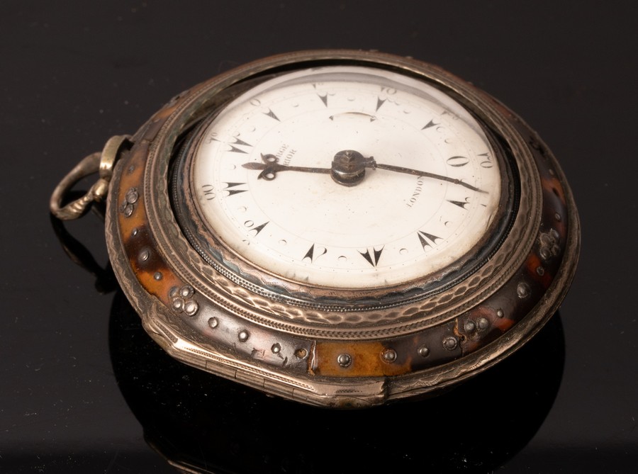 An early 19th Century tortoiseshell and silver triple-cased pocket watch, George Prior, London, - Image 2 of 13