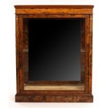 A Victorian figured walnut and string inlaid side cabinet with mirror back, glazed sides and door,