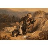 After Sir Henry Edwin Landseer/Hunter with Dogs/watercolour, 28.