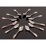 Six fiddle and shell pattern silver teaspoons, Robert Gray & Sons, Glasgow 1841,