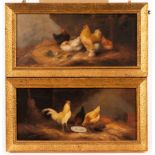 AJ/Poultry/a pair/dated '96/initialled lower left/oil on canvas, 10.5cm x 24.