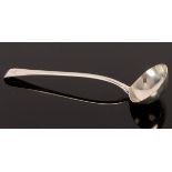 A George III Old English pattern silver ladle, William Eley and William Fearn, London 1819, crested,
