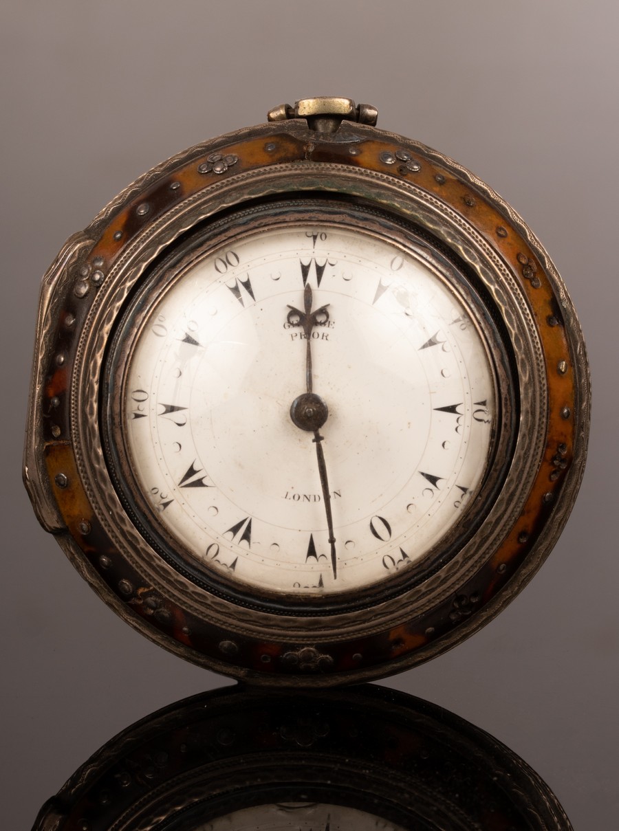 An early 19th Century tortoiseshell and silver triple-cased pocket watch, George Prior, London,