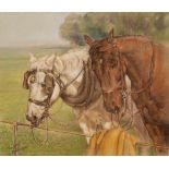 Franco Matania (1922-2006)/Two Horses/one wearing blinkers/signed/pastel, 27.