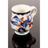 A Chinese export baluster mug, decorated buildings in a rocky coastal landscape,