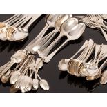 A quantity of silver flatware in Old English and Hanoverian patterns, various makers,