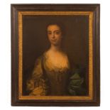 Attributed to Henry Pickering (circa 1725-circa 1775)/Portrait of Mrs E Browne/half-length,