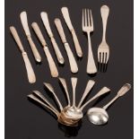 Various silver spoons, forks and other flatware,