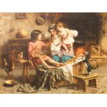 Eugenio Zampighi (1859-1944)/Play Time/cottage interior scene/signed E Zampighi lower left/oil on