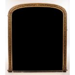 A Victorian pier glass, the arch-top gilded frame with parcel gilt black and gold lacquer,