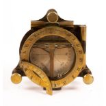 An English Equinoctial travelling compass sundial, having folding latitude arc,