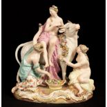 A Meissen figure group of Europa and the Bull, late 19th Century, incised 2697,