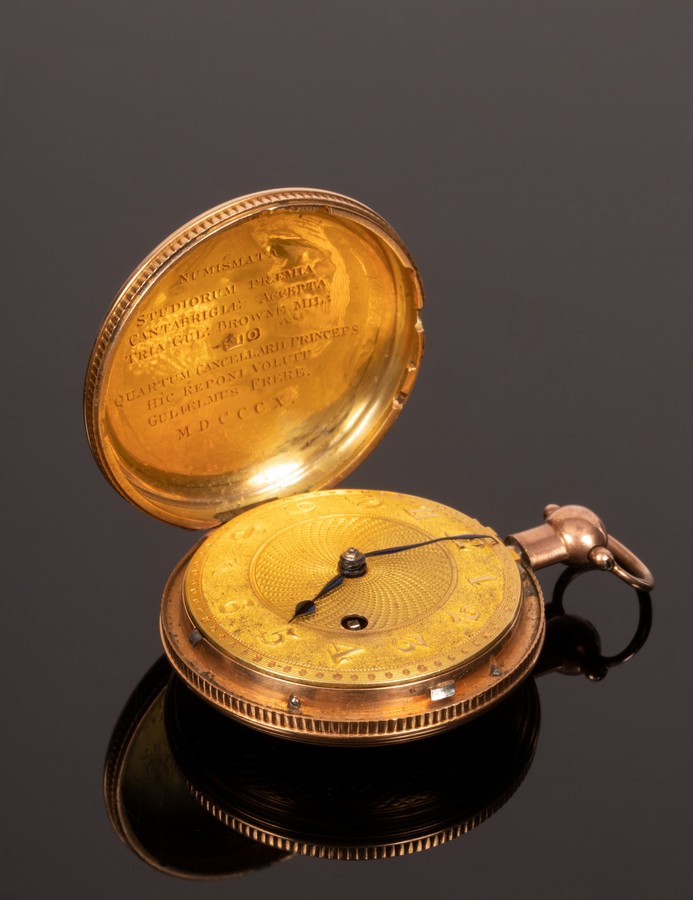 An 18ct gold cased hunter pocket watch, circa 1809,