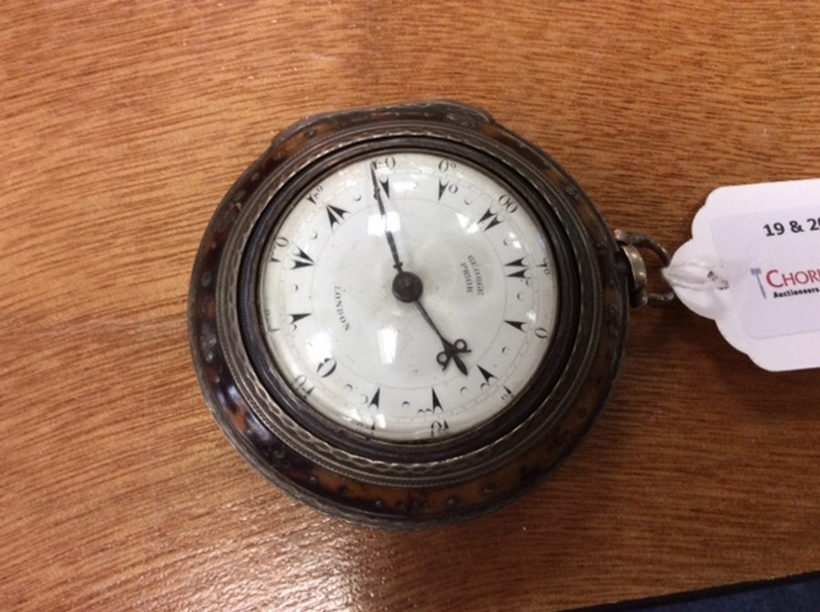 An early 19th Century tortoiseshell and silver triple-cased pocket watch, George Prior, London, - Image 8 of 13