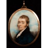 Andrew Plimer (1763-1837)/Portrait Miniature of Peter Campbell (1766-1821)/wearing a bottle green
