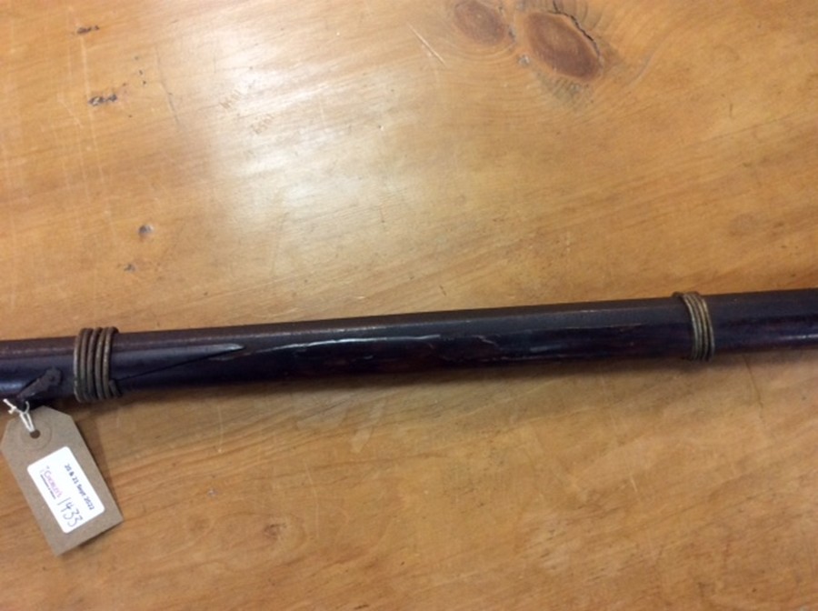 An 18th Century matchlock rifle with a walnut stock and octagonal steel barrel, mount and a ramrod, - Image 3 of 6