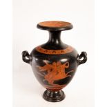 A 19th Century terracotta two-handled vase in the Etruscan style,