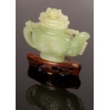 A Chinese carved jade teapot,
