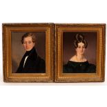 English School, mid 19th Century/Portrait of a Lady/Portrait of a Gentleman/a pair/oil on panel,