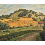 Charles Edwin Andrew (1911-1966)/Landscape with Road Leading Towards a Barn/signed/oil on board,