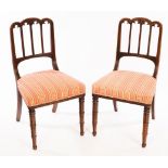 A pair of single chairs with Gothic style backs on turned legs CONDITION REPORT: