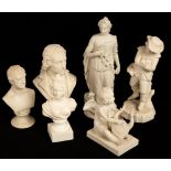 A Copenhagen white biscuit porcelain figure of a seated Cupid playing a lyre,