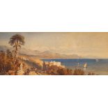 Italian School, 19th Century/Bay of Naples/watercolour, 21cm x 52.