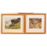 Peter Kellow (20th Century)/Rock Slope/Cornish Shore/signed/a pair/watercolours, 20cm x 23.