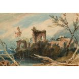 English School, early 19th Century/Landscape with Ruins/watercolour,
