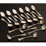 Six Kings pattern silver plated ladles and twelve matching tablespoons CONDITION REPORT: