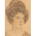 English School, early 19th Century/Portrait of a Lady/bust length/pencil and crayon, 13.
