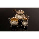 A late Victorian three-piece silver tea service, Pearce & Sons Ltd.