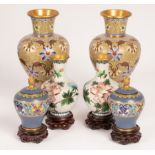 Three pairs of Chinese cloisonné vases, 20th Century,