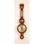 An early Victorian mahogany banjo barometer, signed S Waef, Yarmouth,