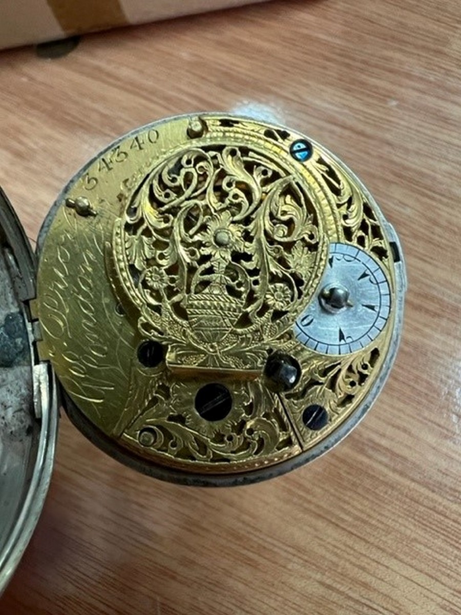 An early 19th Century tortoiseshell and silver triple-cased pocket watch, George Prior, London, - Image 7 of 13